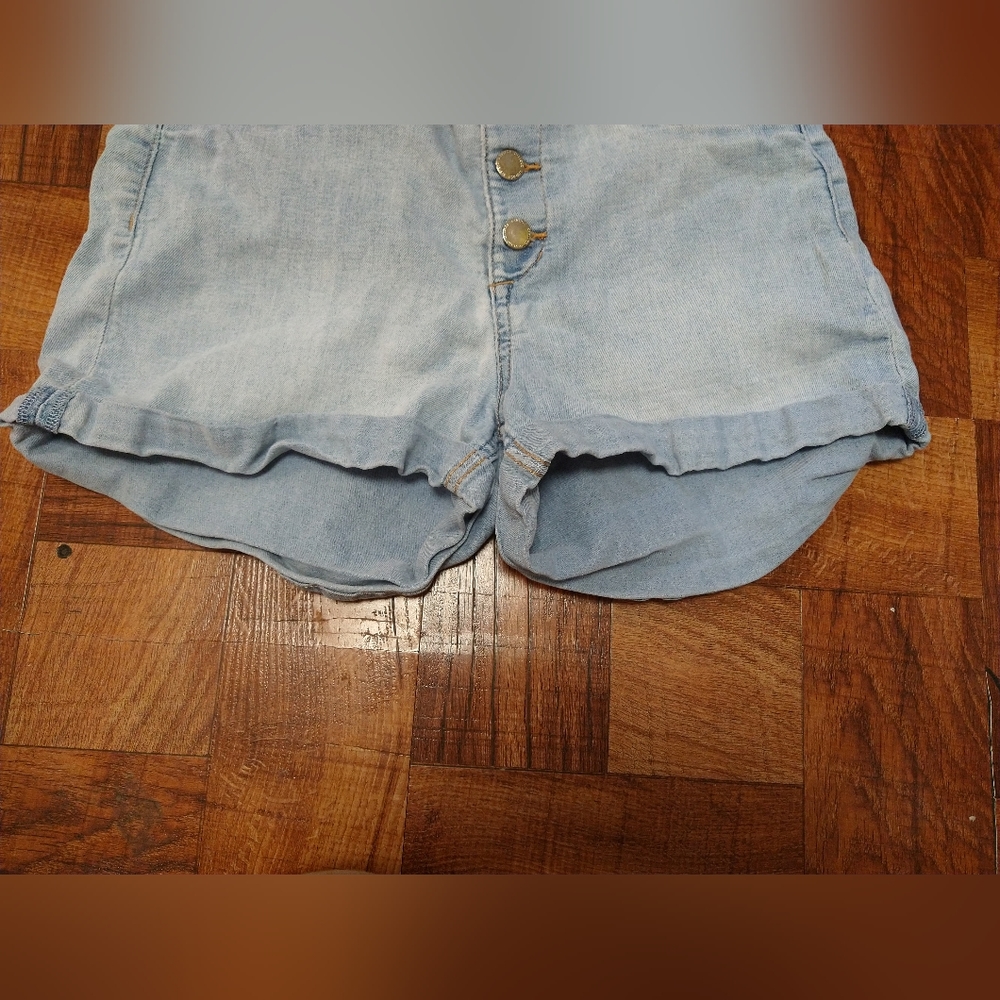 H&M Divided Light Blue Jean Shorts Cuffed Summer Button Fly Women's Size 14 - Picture 3 of 5